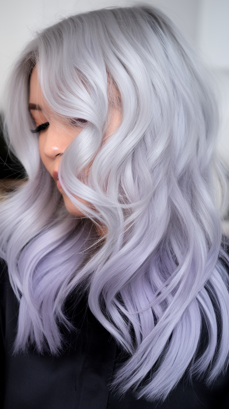 Platinum Blonde With Subtle Lavender Streaks