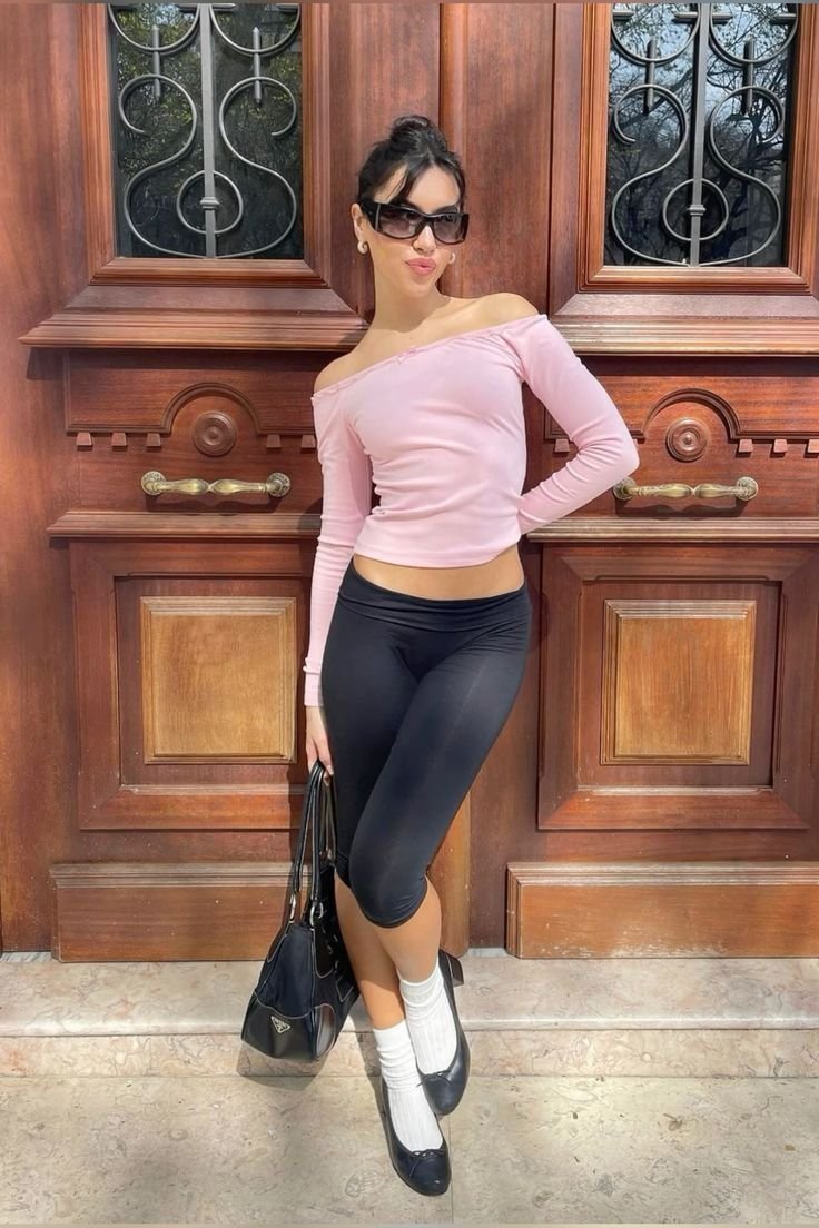 Pink Off Shoulder Capri Look