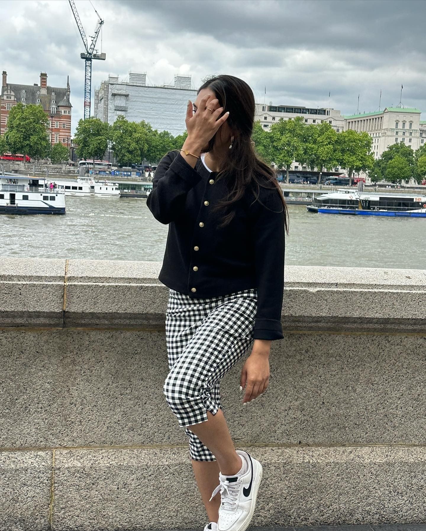Gingham Capris Black Bomber Sneakers