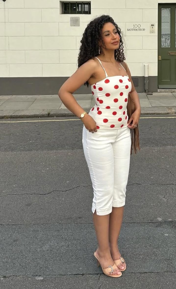 Polka Dot Corset White Capris