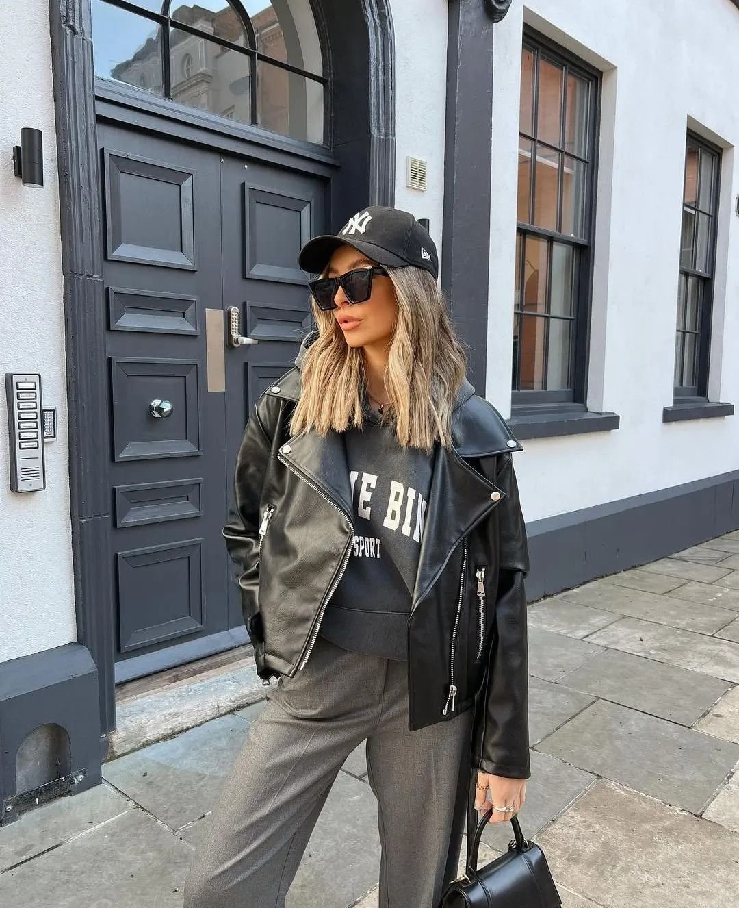 Black Moto Jacket Street Look