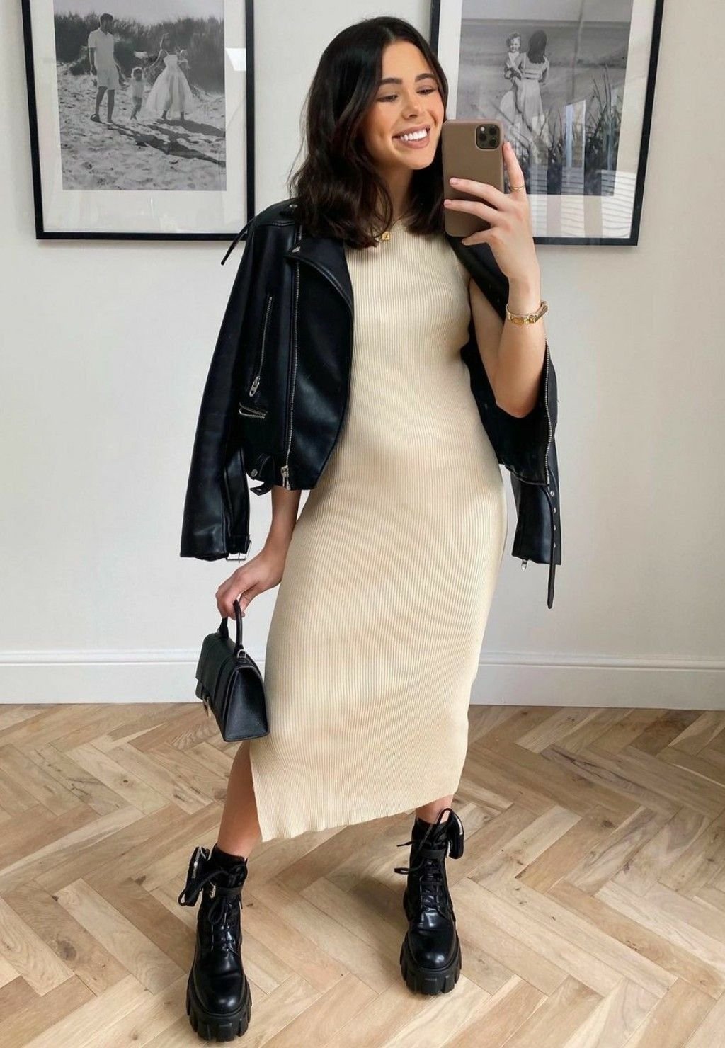 Ribbed Midi Moto Jacket