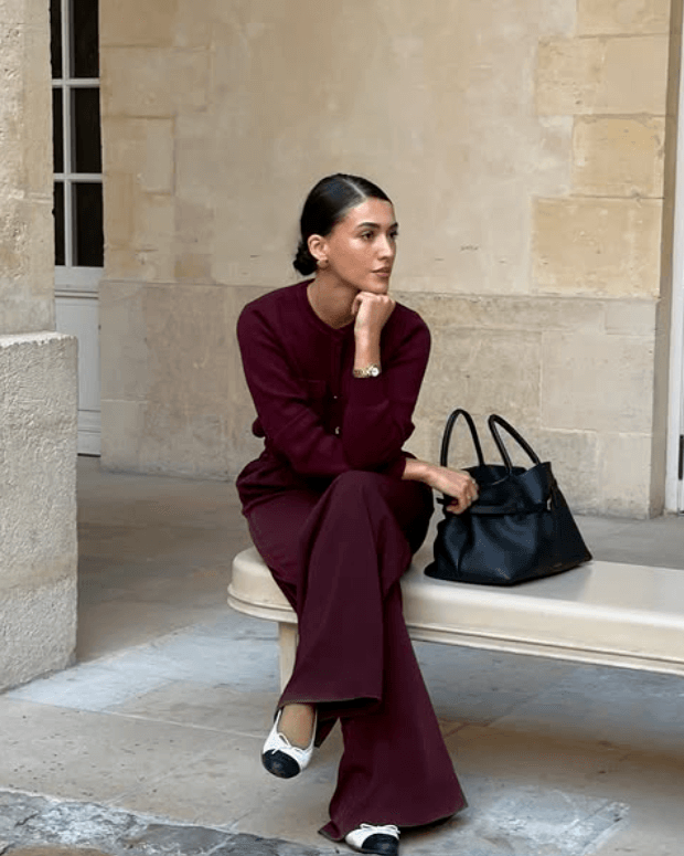 Burgundy Monochrome Flared Set
