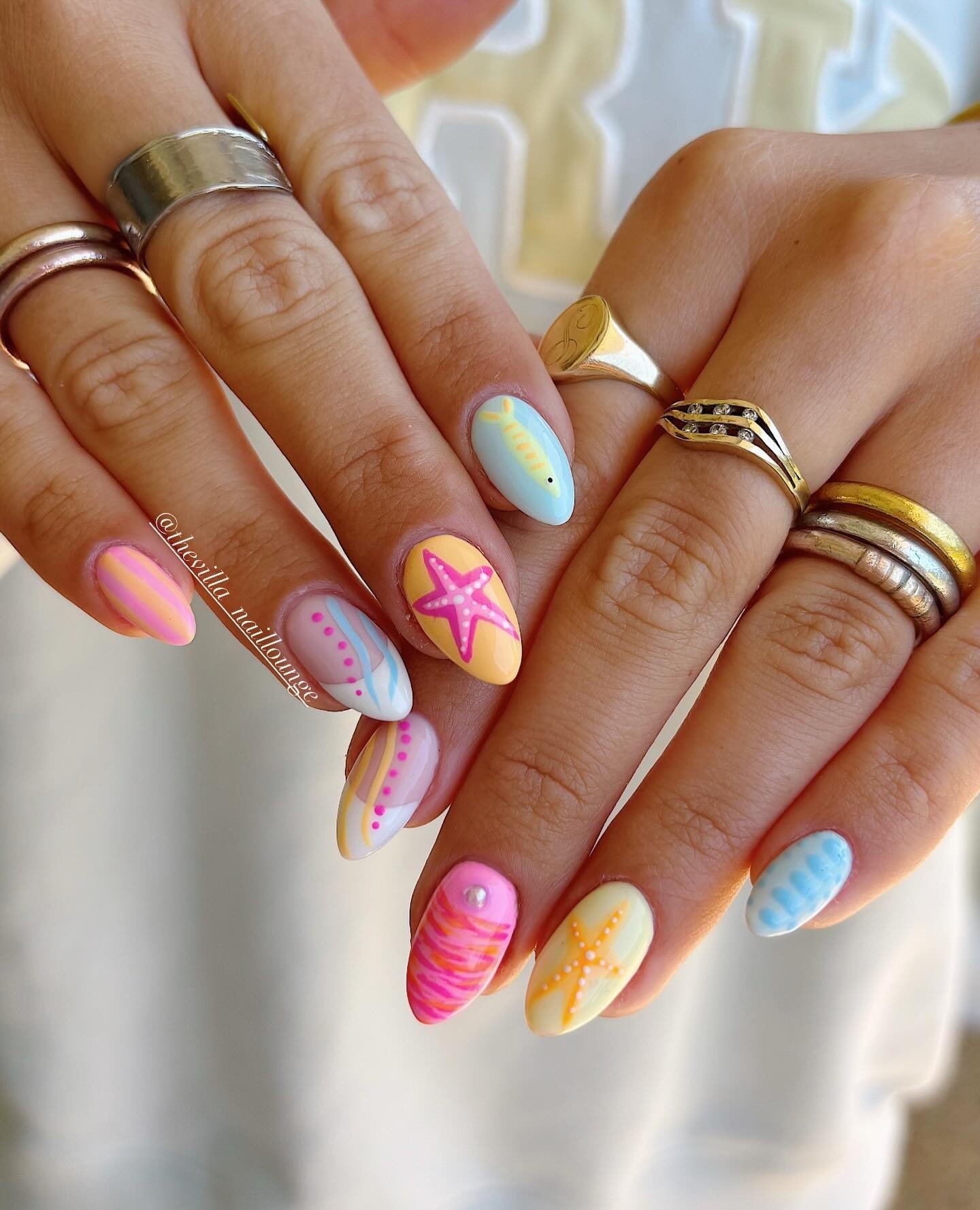 Pastel Ocean Creature Nails