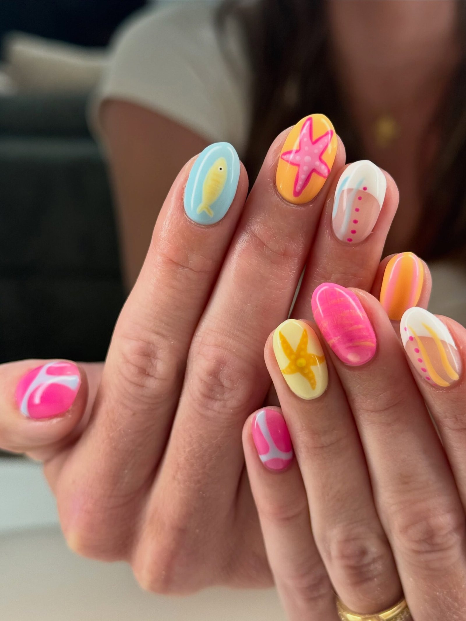 Bright Tropical Sea Life Nails
