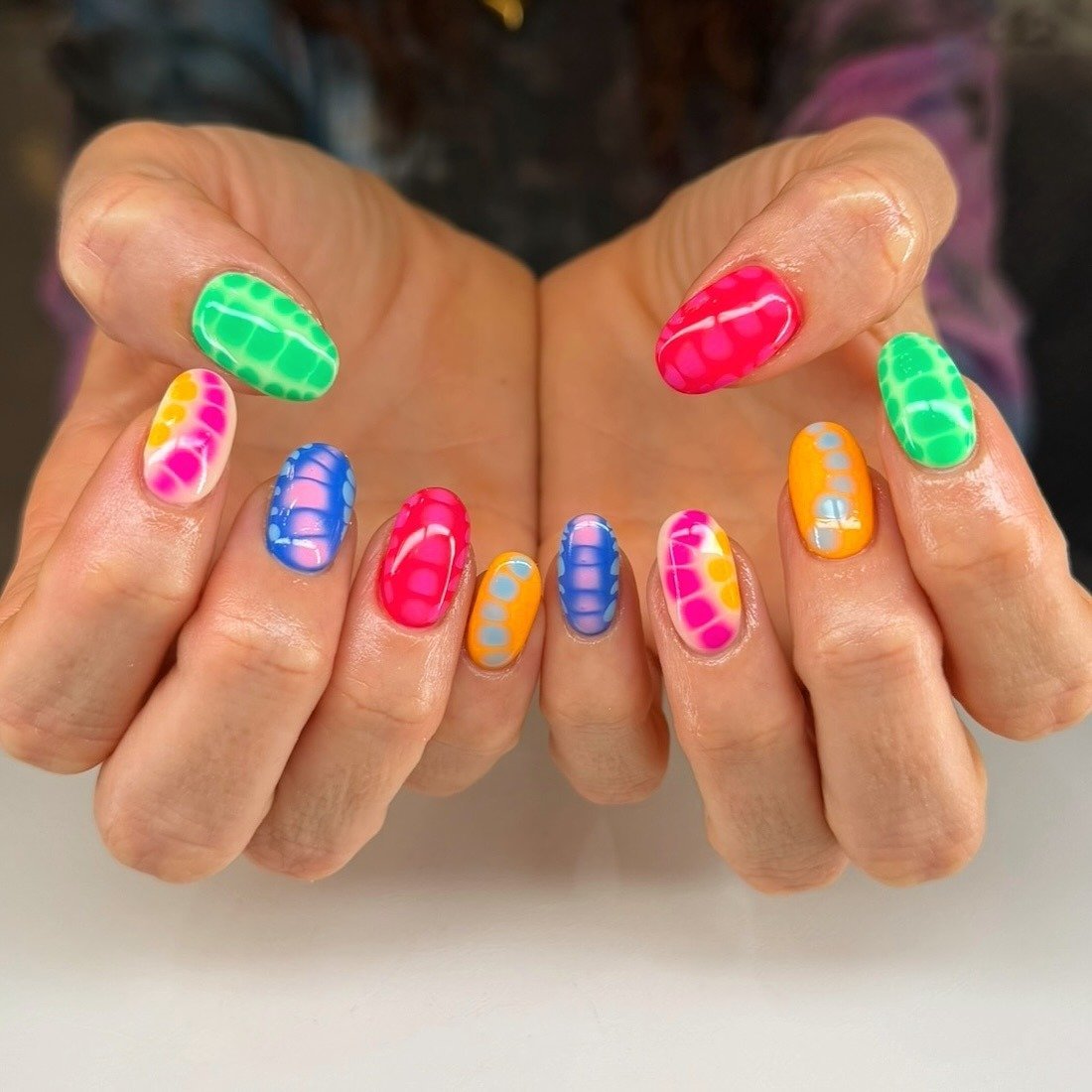 Rainbow Tie Dye Short Nails